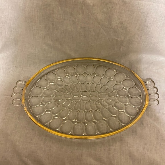 Vintage Jeanette Glass Thumbprint Oval Tray - Picture 4 of 4